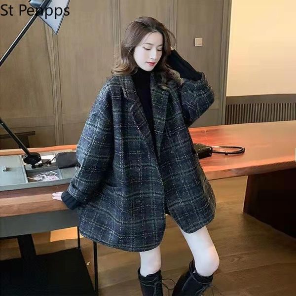 women's wool & blends winter korean overcoat women vintage woolen loose coats female double breasted turn-down collar, Black
women's wool & blends winter korean overcoat women vintage woolen loose coats female double breasted turn-down collar, Black