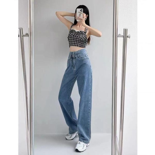 women's jeans cmaz 2021 woman high waist wide leg loose female denim streetwear vintage fashion straight pants, Blue
women's jeans cmaz 2021 woman high waist wide leg loose female denim streetwear vintage fashion straight pants, Blue