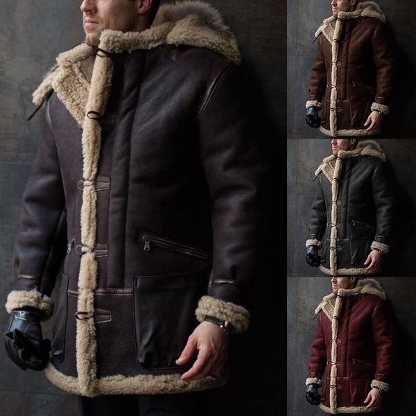 men's jackets 2021 solid fur one-piece hooded single breasted coat zipper pocket loose warm cotton men, Black;brown
men's jackets 2021 solid fur one-piece hooded single breasted coat zipper pocket loose warm cotton men, Black;brown