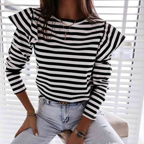 women blouse striped ruffle long sleeve blouse women casual feminine spring fashion woman blouses o neck female, White
women blouse striped ruffle long sleeve blouse women casual feminine spring fashion woman blouses o neck female, White