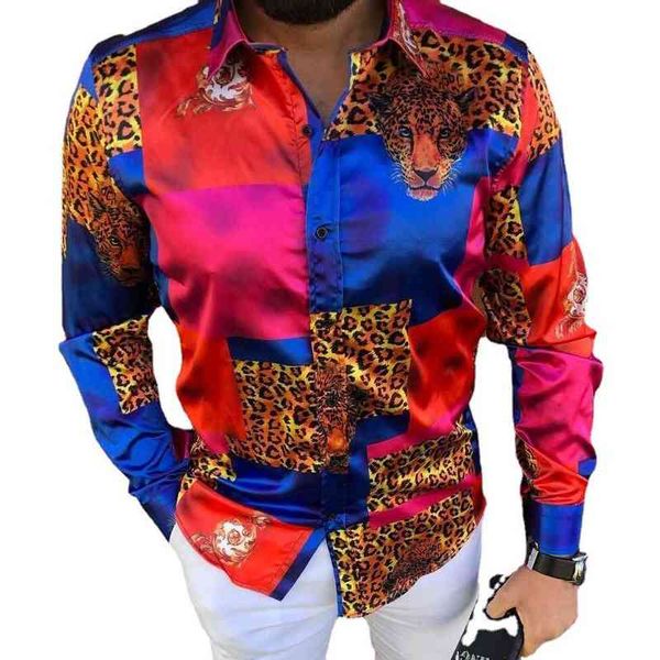 2021 autumn printed men's cardigan slim fit color block stitched leopard shirt, White;black
2021 autumn printed men's cardigan slim fit color block stitched leopard shirt, White;black
