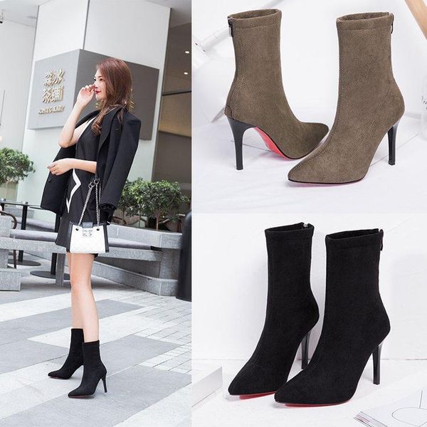 boots women sock pointed toe elastic high slip on heel ankle pumps stiletto botas zapatos de mujer shoes, Black
boots women sock pointed toe elastic high slip on heel ankle pumps stiletto botas zapatos de mujer shoes, Black