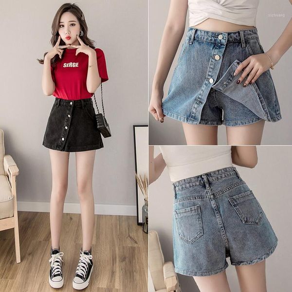 women's shorts 2021 blue black casual students denim jeans booty summer skirt women high waist short, White;black
women's shorts 2021 blue black casual students denim jeans booty summer skirt women high waist short, White;black