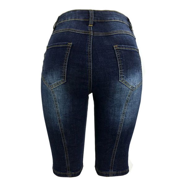 women knee length jeans slim short denim pants bleached mid waist casual skinny fit female trousers, Blue
women knee length jeans slim short denim pants bleached mid waist casual skinny fit female trousers, Blue