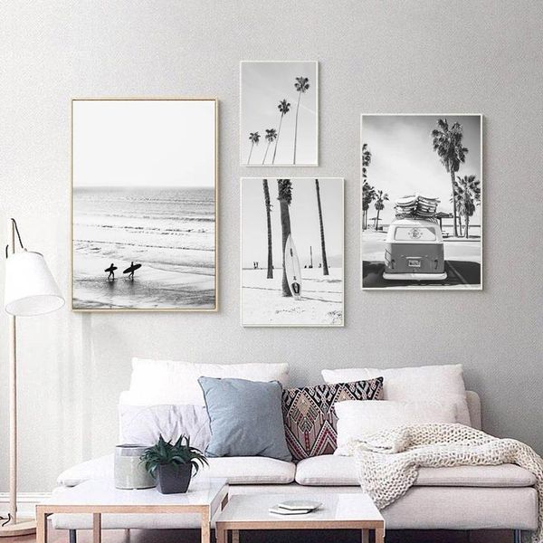 paintings black and white style wall art beach surfing poster palm canvas painting modern pictures decor for living room home decoration
paintings black and white style wall art beach surfing poster palm canvas painting modern pictures decor for living room home decoration