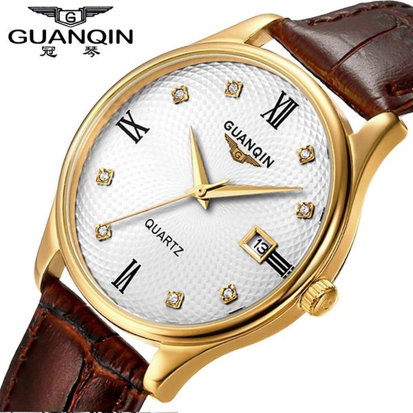 wristwatches original guanqin men watch gold 30m waterproof shockproof hardlex leather strap calendar quartz watches clock, Slivery;brown
wristwatches original guanqin men watch gold 30m waterproof shockproof hardlex leather strap calendar quartz watches clock, Slivery;brown