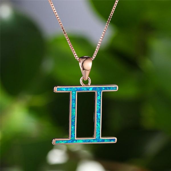 pendant necklaces charm female blue opal necklace rose gold color chain for women cute twelve constellations wedding, Silver
pendant necklaces charm female blue opal necklace rose gold color chain for women cute twelve constellations wedding, Silver