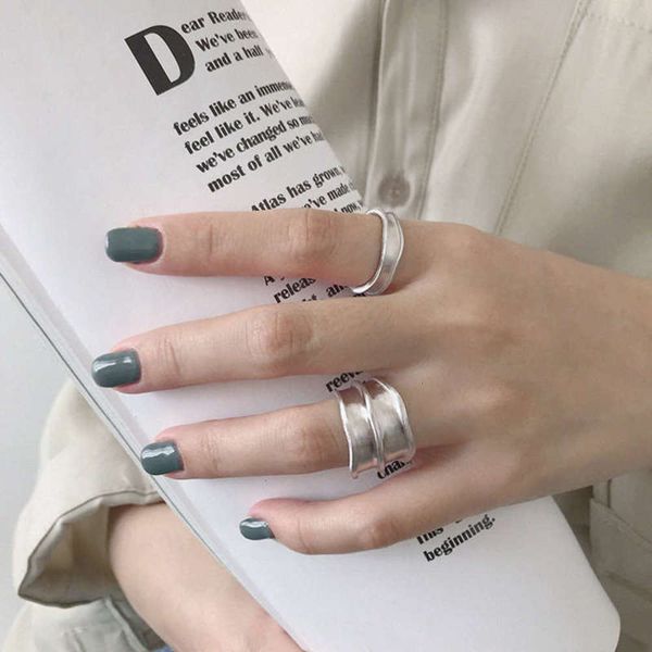 drawing matte women's wide face 925 pure silver japanese and simple irregular korean student's index ring, Black
drawing matte women's wide face 925 pure silver japanese and simple irregular korean student's index ring, Black