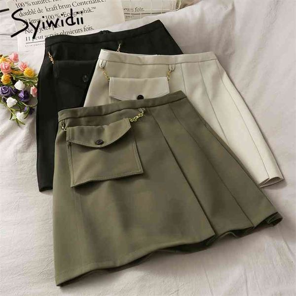 vintage pockets high waist skirt women casual a-line solid pleated spring summer korean fashion mini skirts 210607, Black
vintage pockets high waist skirt women casual a-line solid pleated spring summer korean fashion mini skirts 210607, Black