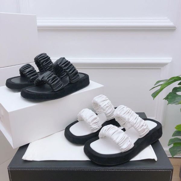 platform women slippers pleated design shoes genuine leather flats soft for beach summer sandals, Black
platform women slippers pleated design shoes genuine leather flats soft for beach summer sandals, Black