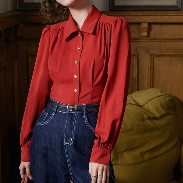 women's blouses & shirts shenpalae autumn lantern sleeve shirt trun-down collar single breasted eleght short solid color blouse 5a443 k, White
women's blouses & shirts shenpalae autumn lantern sleeve shirt trun-down collar single breasted eleght short solid color blouse 5a443 k, White