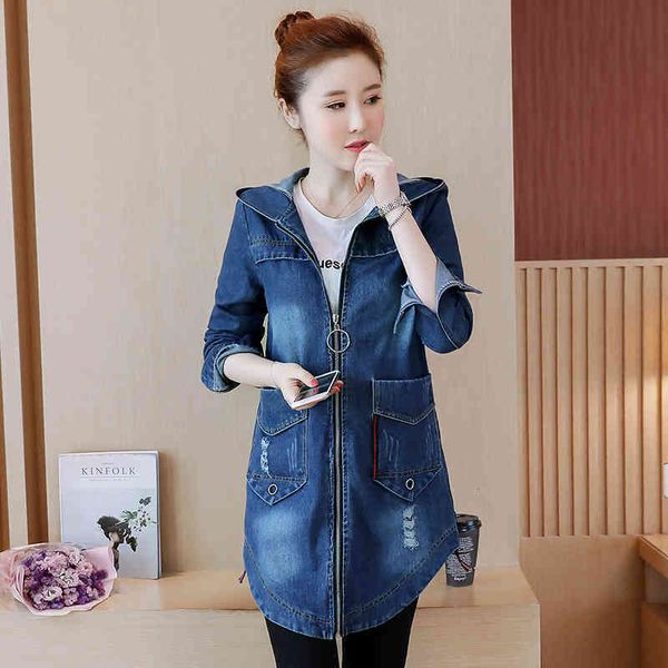 women's jackets women casual hooded denim jacket fashion holes lady medium long slim jeans coat plus size windbreaker ci9w, Black;brown
women's jackets women casual hooded denim jacket fashion holes lady medium long slim jeans coat plus size windbreaker ci9w, Black;brown