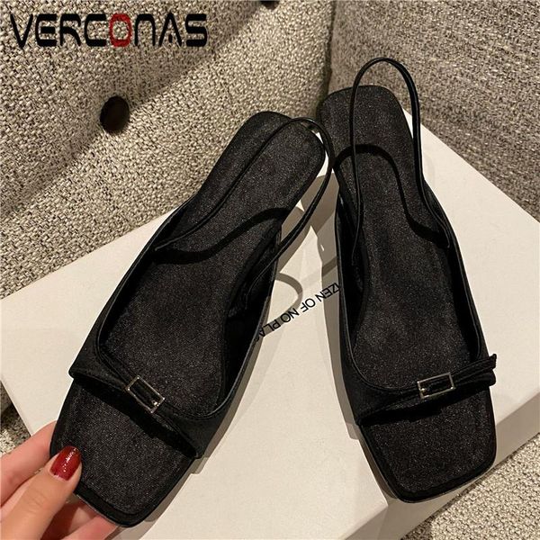 dress shoes verconas woman sandals pumps classic design summer genuine leather metal decoration square toe thin high heels, Black
dress shoes verconas woman sandals pumps classic design summer genuine leather metal decoration square toe thin high heels, Black