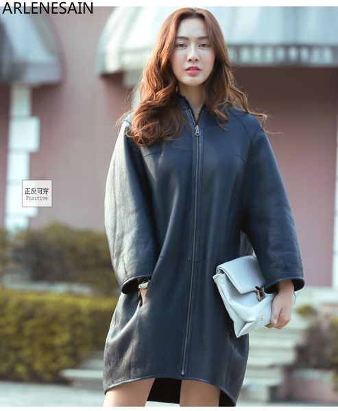women's fur & faux arlenesain custom genuine leather sheep shearing coat haining in the long section women, Black
women's fur & faux arlenesain custom genuine leather sheep shearing coat haining in the long section women, Black