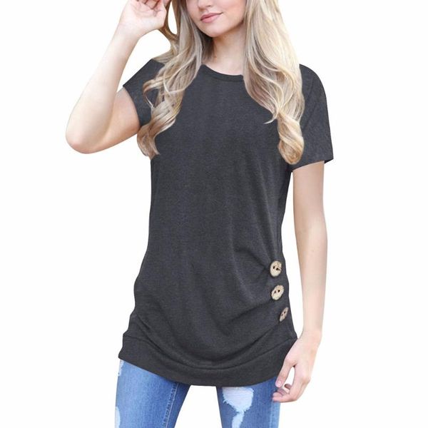 women's t-shirt women short t shirt sleeve loose button trim solid color round neck tunic camisetas mujer ropa 2021, White
women's t-shirt women short t shirt sleeve loose button trim solid color round neck tunic camisetas mujer ropa 2021, White