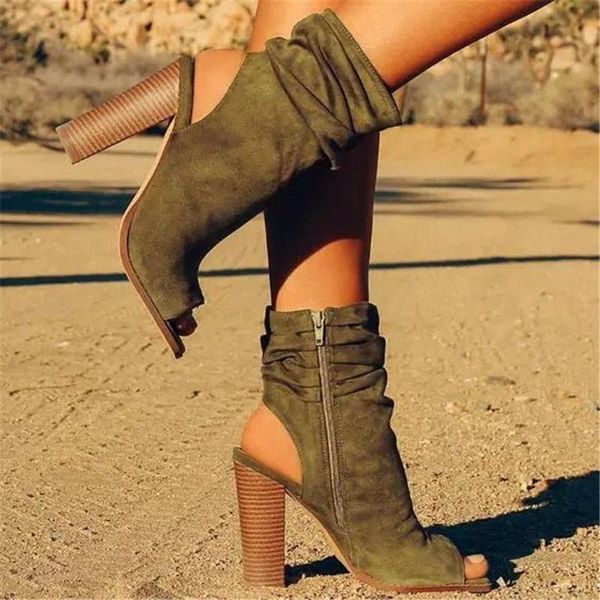 boots fashion stretch fabric peep toe block thick heeled short womem slingbacks brown high heel female booties, Black
boots fashion stretch fabric peep toe block thick heeled short womem slingbacks brown high heel female booties, Black