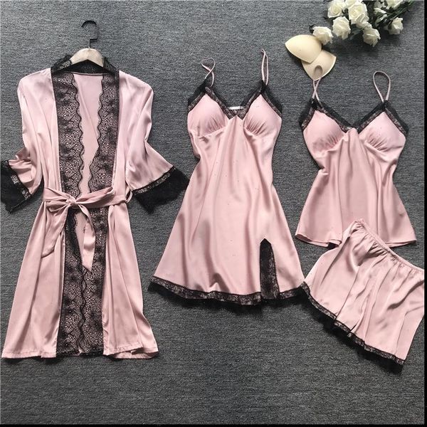 robes sets 4pcs solid women sleepwear kimono robe fashion bathrobe lace peignoir wedding soft bridesmaid h932, Black;red
robes sets 4pcs solid women sleepwear kimono robe fashion bathrobe lace peignoir wedding soft bridesmaid h932, Black;red