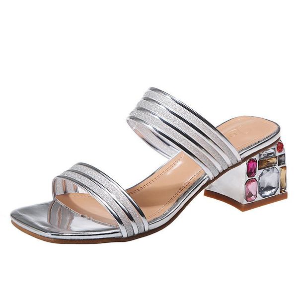 slippers 2021 summer square toe women's korean style mid-heel sandals rhinestone chunky heels a866, Black
slippers 2021 summer square toe women's korean style mid-heel sandals rhinestone chunky heels a866, Black