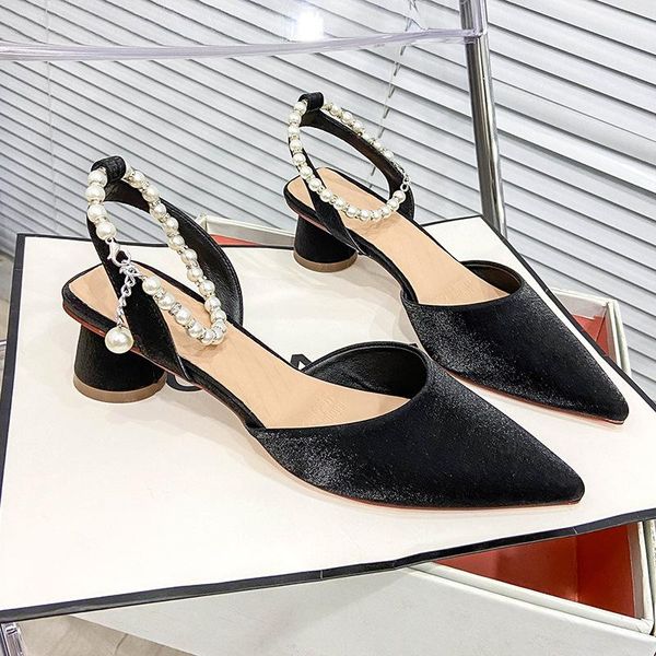 sandals designer women vintage thick heel high heels pearl slippers zapatillas mujer pump party dress shoes, Black
sandals designer women vintage thick heel high heels pearl slippers zapatillas mujer pump party dress shoes, Black