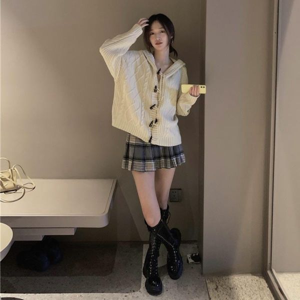 women's knits & tees women hooded sweater cardigan 2021 spring autumn all-match casual harajuku chic horn button loose coat streetwear, White
women's knits & tees women hooded sweater cardigan 2021 spring autumn all-match casual harajuku chic horn button loose coat streetwear, White