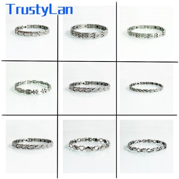 link, chain men women stainless steel bracelets couple jewelry germanium health care bio magnetic wristband crystals inlaid women's arm, Black
link, chain men women stainless steel bracelets couple jewelry germanium health care bio magnetic wristband crystals inlaid women's arm, Black