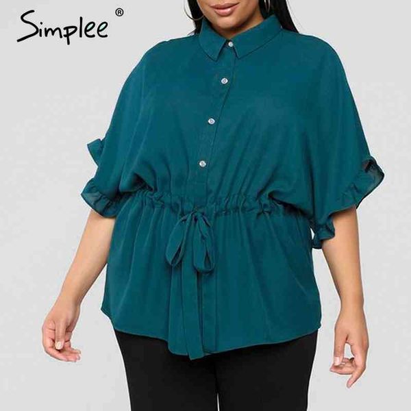 elegant ruffle plus size women blouse loose short sleeve sashes female shirt casual office solid and blouses 210414, White
elegant ruffle plus size women blouse loose short sleeve sashes female shirt casual office solid and blouses 210414, White