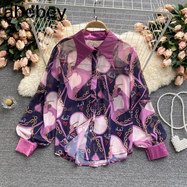 women's blouses & shirts design retro print blouse women korean turndown-collar single breasted casual spring fashion streetwear, White
women's blouses & shirts design retro print blouse women korean turndown-collar single breasted casual spring fashion streetwear, White