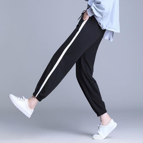 women's pants & capris sports women spring black harem sweatpants loose fitness run jog sport nine points small feet close beam, Black;white
women's pants & capris sports women spring black harem sweatpants loose fitness run jog sport nine points small feet close beam, Black;white