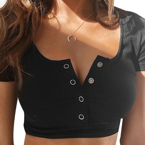 women's t-shirt solid colour knitted women button t-shirts summer short sleeve tee shirts femme streetwear slim tshirts d30, White
women's t-shirt solid colour knitted women button t-shirts summer short sleeve tee shirts femme streetwear slim tshirts d30, White