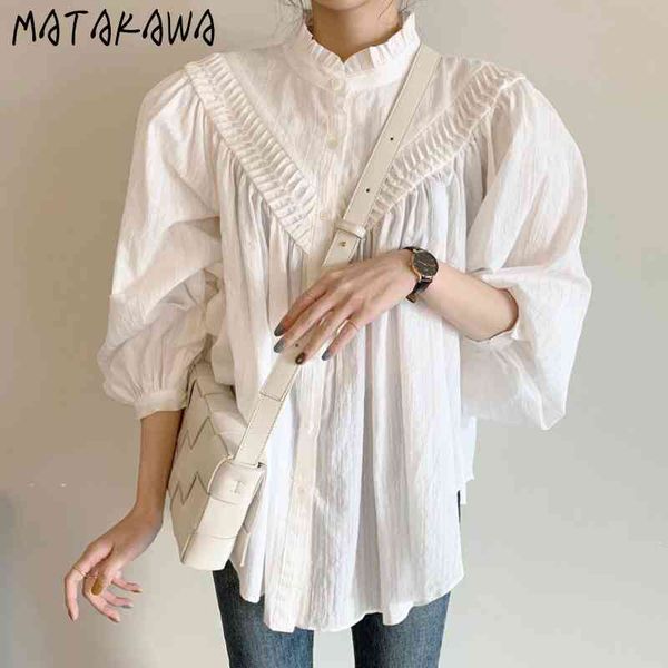 matakawa loose lantern sleeve women shirts korean fashion fungus blusas pleated embroidered blouses single breasted 210513, White
matakawa loose lantern sleeve women shirts korean fashion fungus blusas pleated embroidered blouses single breasted 210513, White