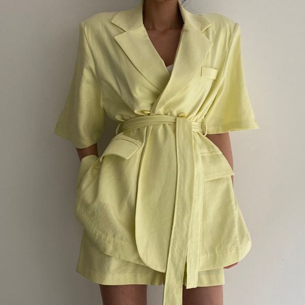 two piece dress suit western-style fashionable big lapel casual loose suit jacket with tie + high-waist shorts female summer 4gvh, White
two piece dress suit western-style fashionable big lapel casual loose suit jacket with tie + high-waist shorts female summer 4gvh, White
