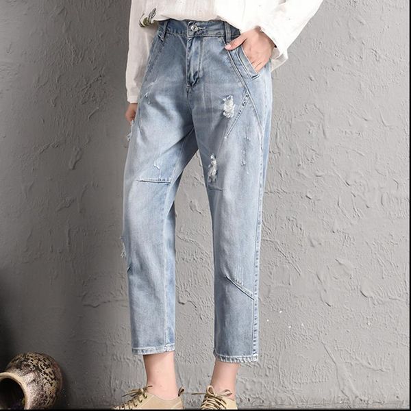 loose and slim korean women jeans version elastic large size 5xl hole points waist student beg har harem pants, Blue
loose and slim korean women jeans version elastic large size 5xl hole points waist student beg har harem pants, Blue