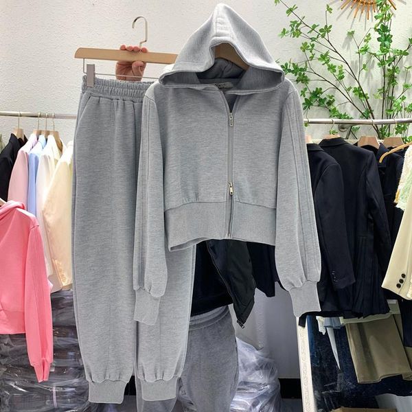 women's two piece pants autumn winter solid color leisure tracksuit woman loose hoodies and casual two-piece set, White
women's two piece pants autumn winter solid color leisure tracksuit woman loose hoodies and casual two-piece set, White
