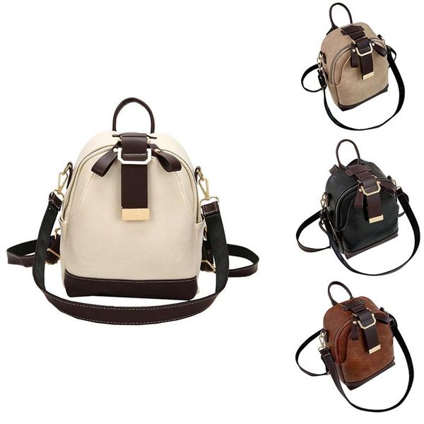 backpack style ladies fashion pure color pu leather backpack, female small lady