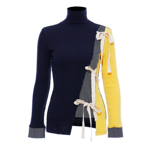 women's sweaters bandage sweater pullover contrast color knitting loose fit hgih collar long sleeve women fashion tide patchwork, White;black
women's sweaters bandage sweater pullover contrast color knitting loose fit hgih collar long sleeve women fashion tide patchwork, White;black