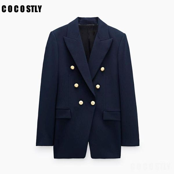 blazer women 2021 fashion office wear double breasted coat vintage long sleeve female outerwear chic women's suits & blazers, White;black
blazer women 2021 fashion office wear double breasted coat vintage long sleeve female outerwear chic women's suits & blazers, White;black