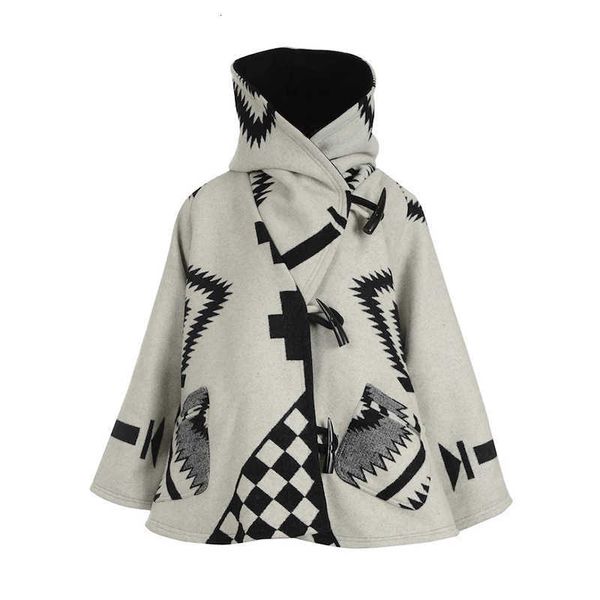 women's jackets autumn/female winter long sleeve printed loose wool plus size jacket with a geometric hoodie british button style kijh, Black;brown
women's jackets autumn/female winter long sleeve printed loose wool plus size jacket with a geometric hoodie british button style kijh, Black;brown