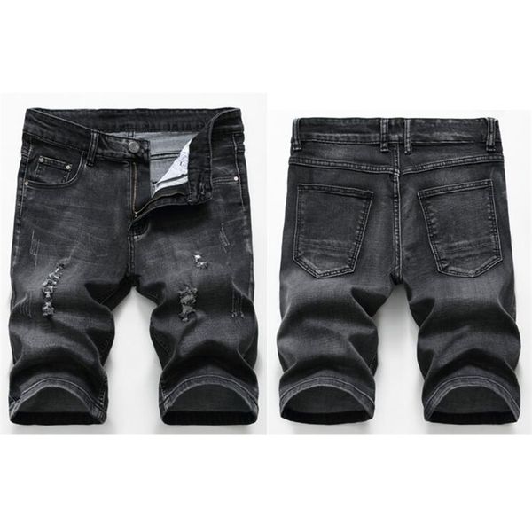 mens denim stretch shorts hole slim small straight denim shorts distressed straight fit male knee length pants, Blue
mens denim stretch shorts hole slim small straight denim shorts distressed straight fit male knee length pants, Blue