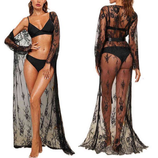 women black lace bikini cover up summer transparent kimono boho beach long maxi dress sheer loose kaftan tunic swimsuit, White;black
women black lace bikini cover up summer transparent kimono boho beach long maxi dress sheer loose kaftan tunic swimsuit, White;black