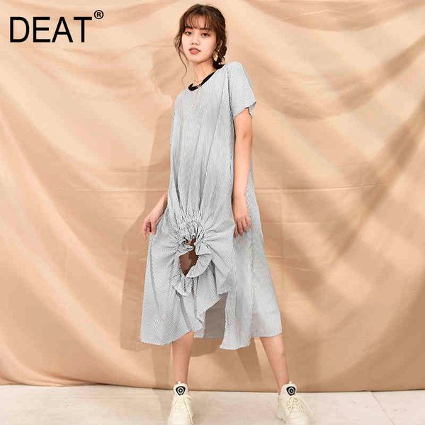 women black striped irregular long dress round neck short sleeve loose fit fashion tide summer jr12201 210421, Black;gray
women black striped irregular long dress round neck short sleeve loose fit fashion tide summer jr12201 210421, Black;gray