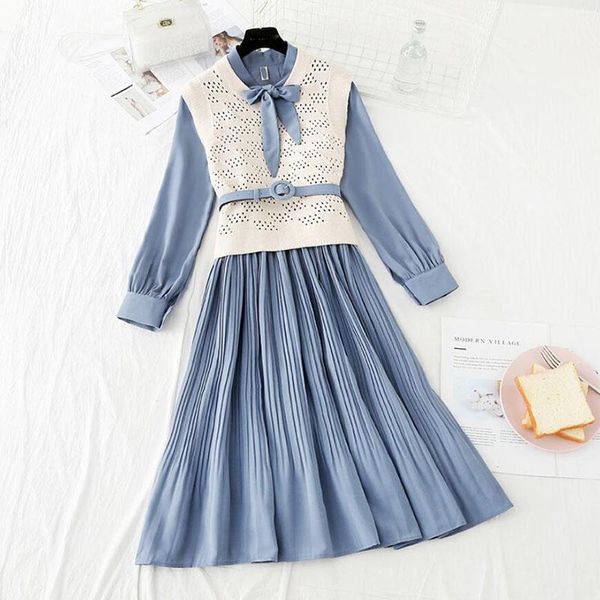 casual dresses autumn elegant solid women dress 2-piece set 2021 hollow out knitted vest + long sleeve a-line slim pleated midi suit, Black;gray
casual dresses autumn elegant solid women dress 2-piece set 2021 hollow out knitted vest + long sleeve a-line slim pleated midi suit, Black;gray