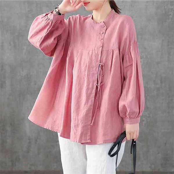spring arts style women long sleeve loose o-neck shirts lacing design cotton linen blouse femme blusa casual plus size s691 210512, White
spring arts style women long sleeve loose o-neck shirts lacing design cotton linen blouse femme blusa casual plus size s691 210512, White