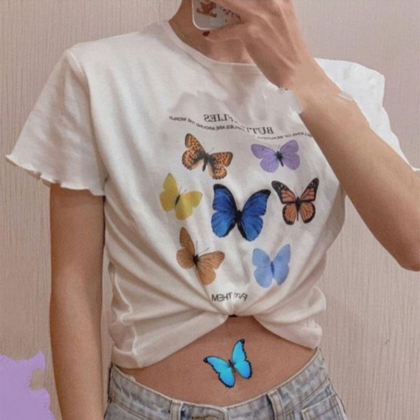 women's t-shirt summer harajuku print crop t shirt o neck simplicity tees casual navel short sleeve streetwear women slim basic te, White
women's t-shirt summer harajuku print crop t shirt o neck simplicity tees casual navel short sleeve streetwear women slim basic te, White