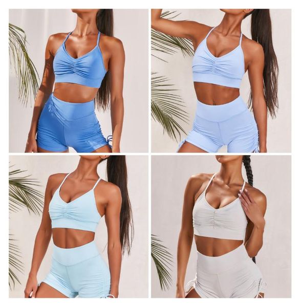 running fitness women's pleated sling, sleeveless, drawstring shorts, yoga suit, suit sets, Black;blue
running fitness women's pleated sling, sleeveless, drawstring shorts, yoga suit, suit sets, Black;blue