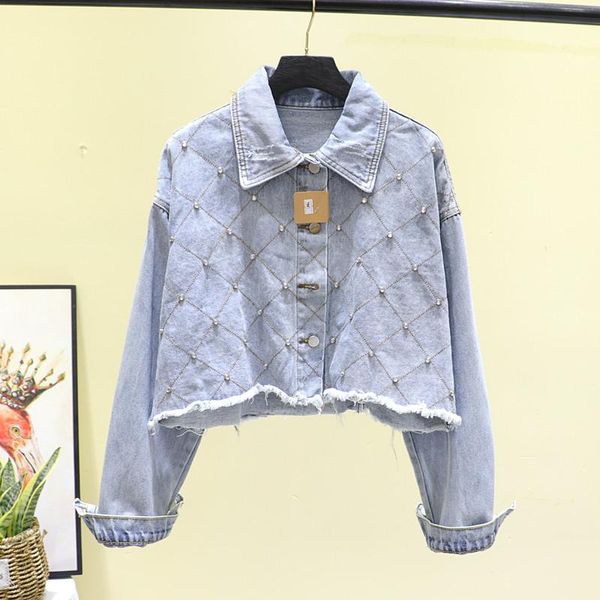 women's jackets spring beading diamond frayed burr short light blue women denim jacket female casual loose jean harajuku veste femme, Black;brown
women's jackets spring beading diamond frayed burr short light blue women denim jacket female casual loose jean harajuku veste femme, Black;brown