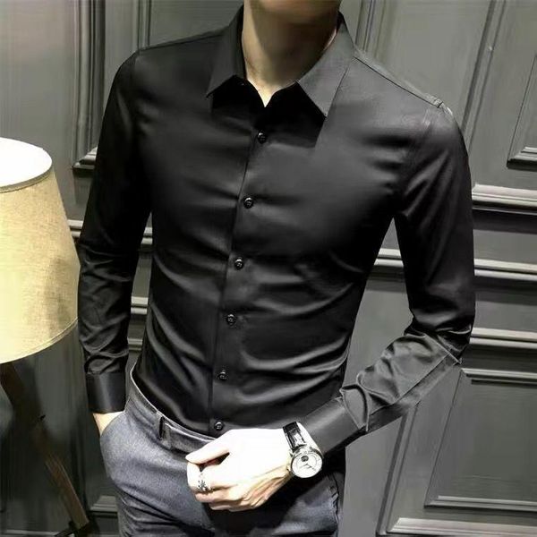 men's casual shirts men 2021 spring business fashion long sleeve shirt male slim fit striped formal wear blouse homme o233, White;black
men's casual shirts men 2021 spring business fashion long sleeve shirt male slim fit striped formal wear blouse homme o233, White;black