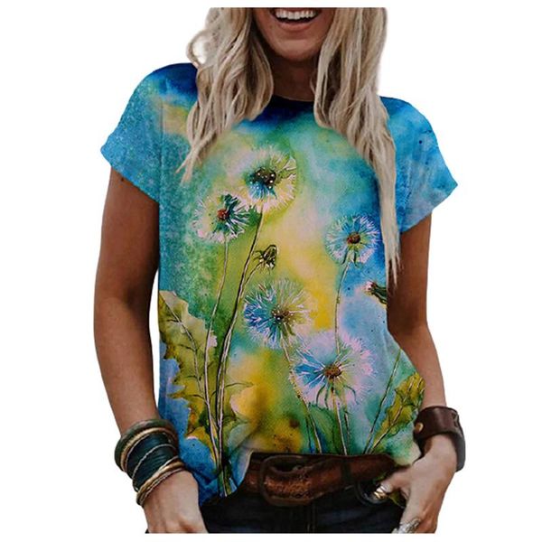 women's blouses & shirts watercolor painting floral print shirt women 2021 summer fashion casual o-neck short sleeve dandelion plus si, White
women's blouses & shirts watercolor painting floral print shirt women 2021 summer fashion casual o-neck short sleeve dandelion plus si, White