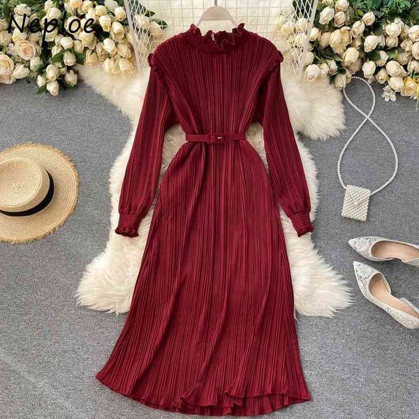 neploe fungus stand collar slim fit pleated dresses autumn chic sashes femme vestidos solid color fashion dress women 210423, Black;gray
neploe fungus stand collar slim fit pleated dresses autumn chic sashes femme vestidos solid color fashion dress women 210423, Black;gray
