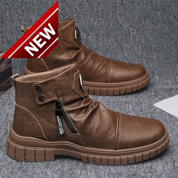 2021 autumn winter new high martin british fashion work clothes men's casual zipper short boots, Black
2021 autumn winter new high martin british fashion work clothes men's casual zipper short boots, Black