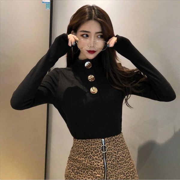 women's sweaters women temperament slim sweater simple winter solid color button long-sleeved turtleneck bottom knit, White;black
women's sweaters women temperament slim sweater simple winter solid color button long-sleeved turtleneck bottom knit, White;black
